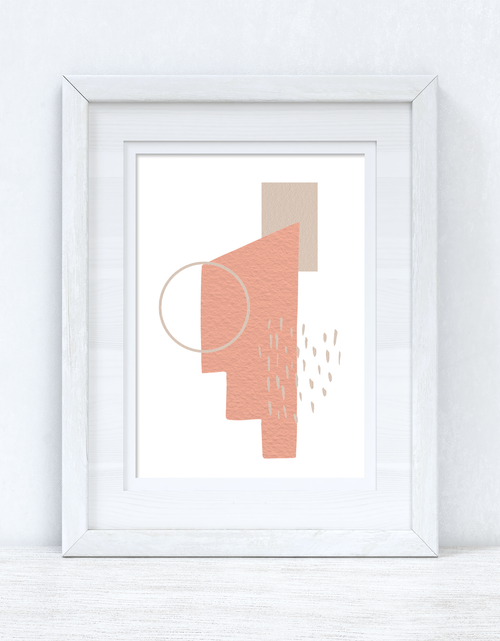 Load image into Gallery viewer, Peach Pink &amp; Beige Abstract 3 Colour Shapes Home Wall Decor Print by WinsterCreations™ Official Store
