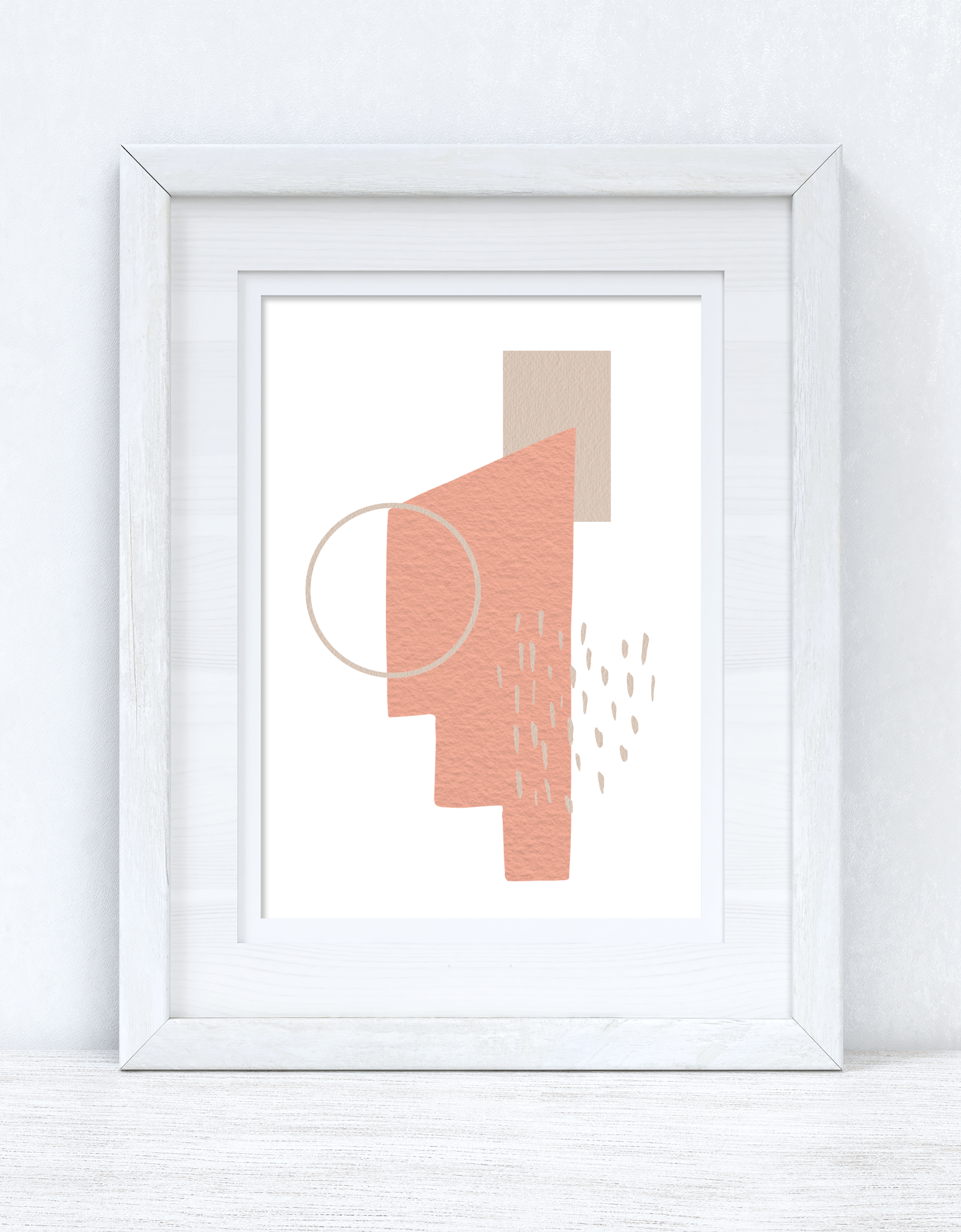 Peach Pink & Beige Abstract 3 Colour Shapes Home Wall Decor Print by WinsterCreations™ Official Store