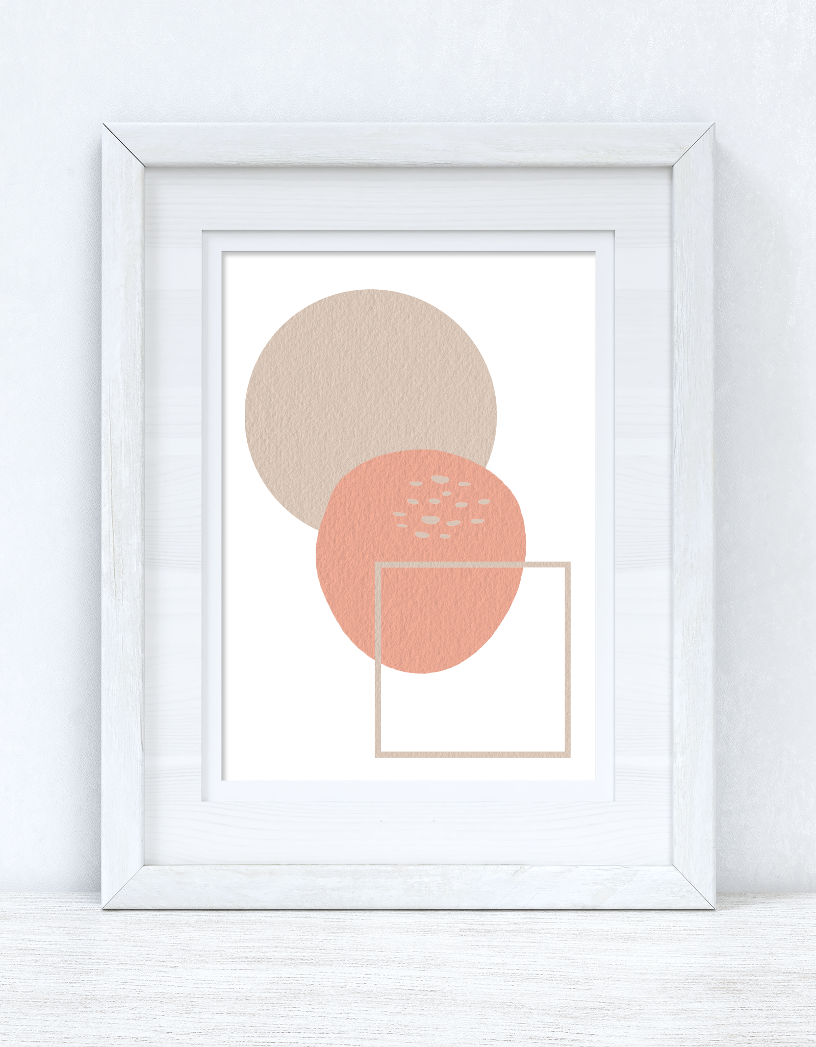 Peach Pink & Beige Abstract 4 Colour Shapes Home Wall Decor Print by WinsterCreations™ Official Store