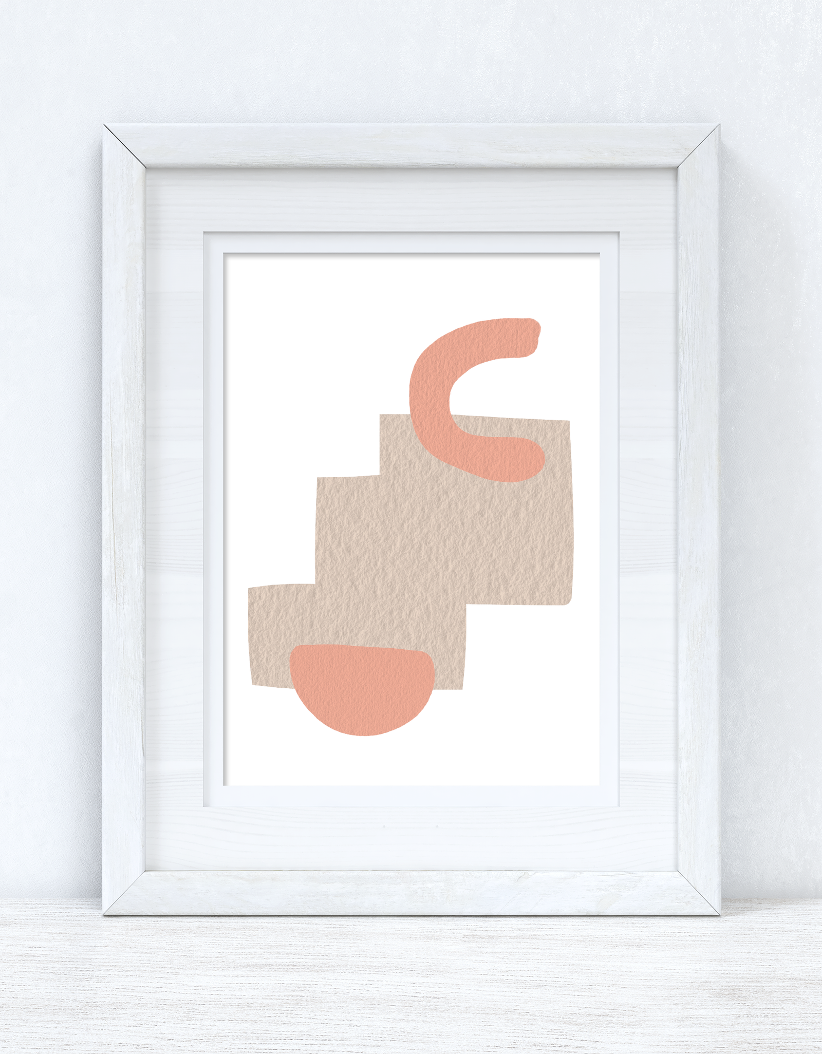 Peach Pink & Beige Abstract 5 Colour Shapes Home Wall Decor Print by WinsterCreations™ Official Store