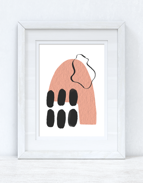 Load image into Gallery viewer, Peach Pink &amp; Black Abstract 1 Colour Shapes Home Wall Decor Print by WinsterCreations™ Official Store
