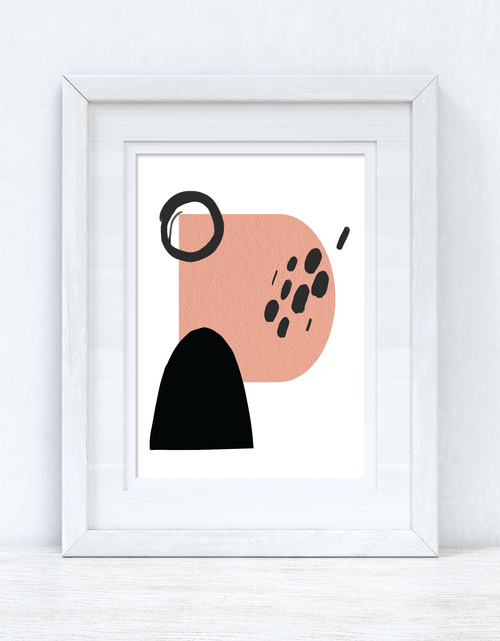 Load image into Gallery viewer, Peach Pink &amp; Black Abstract 5 Colour Shapes Home Wall Decor Print by WinsterCreations™ Official Store
