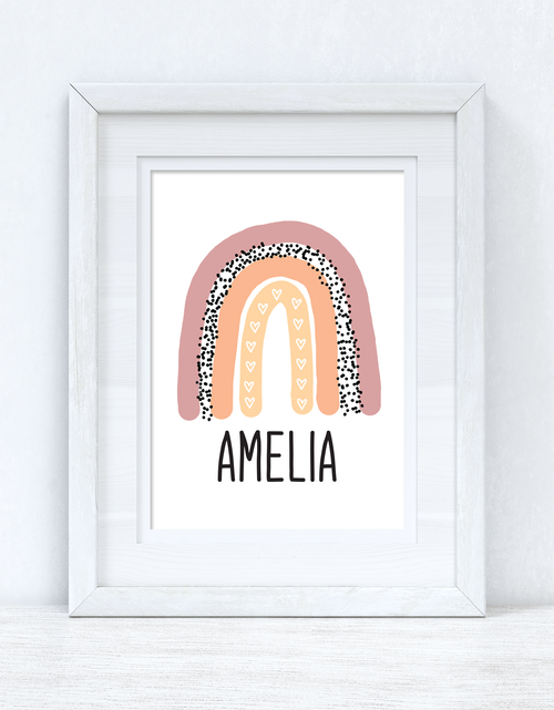 Load image into Gallery viewer, Peachy Pinks Rainbow Name Boho Children's Room Wall Bedroom Decor Print by WinsterCreations™ Official Store
