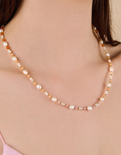 Load image into Gallery viewer, Eliza Pearl Pink Bead Necklace by Little Sky Stone
