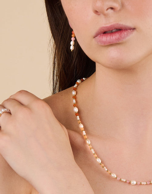 Load image into Gallery viewer, Eliza Pearl Pink Bead Necklace by Little Sky Stone
