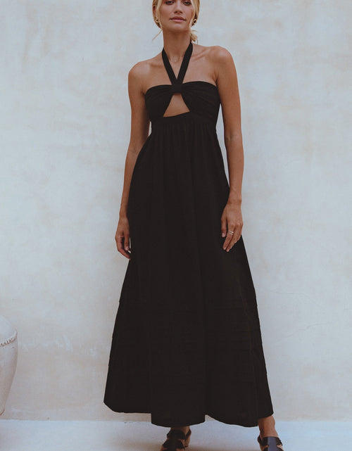 Load image into Gallery viewer, Penelope Halter Linen Maxi Dress by ELF
