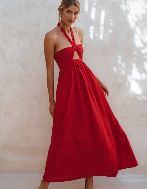 Load image into Gallery viewer, Penelope Halter Linen Maxi Dress by ELF
