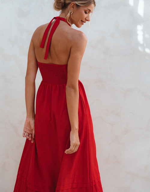 Load image into Gallery viewer, Penelope Halter Linen Maxi Dress by ELF
