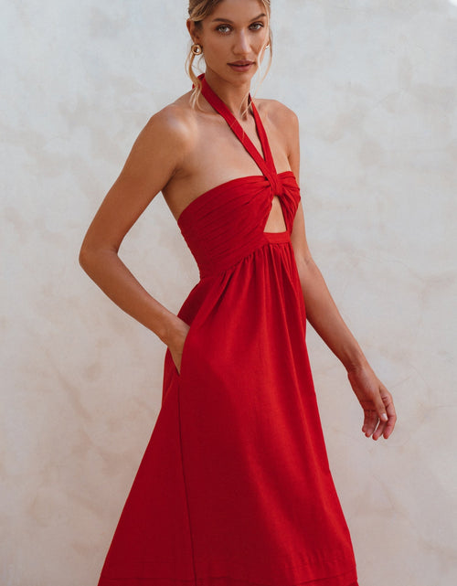 Load image into Gallery viewer, Penelope Halter Linen Maxi Dress by ELF
