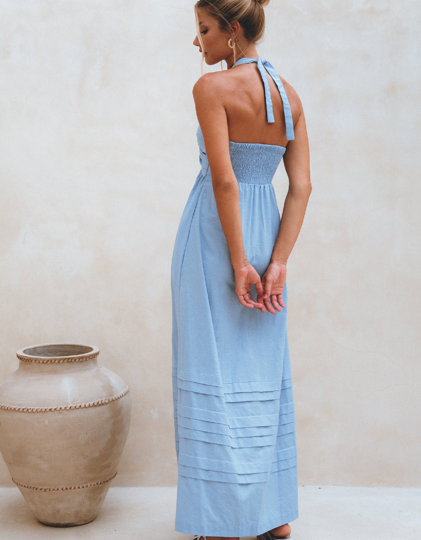 Penelope Halter Linen Maxi Dress by ELF