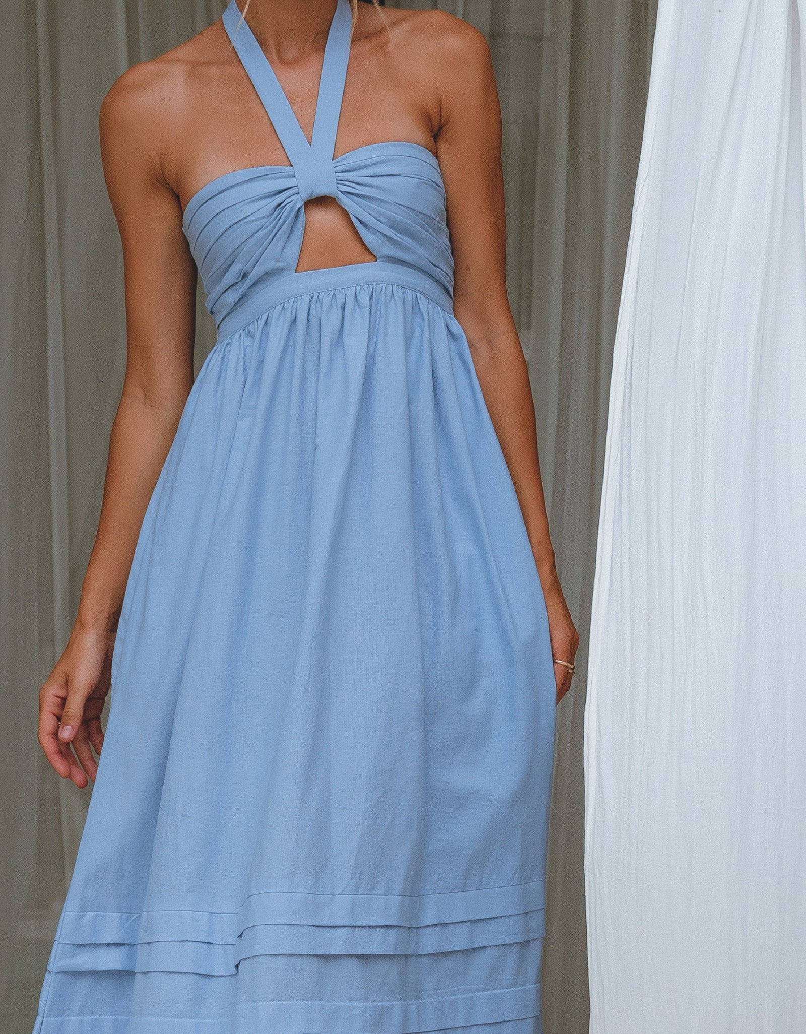 Penelope Halter Linen Maxi Dress by ELF