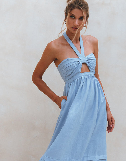 Load image into Gallery viewer, Penelope Halter Linen Maxi Dress by ELF
