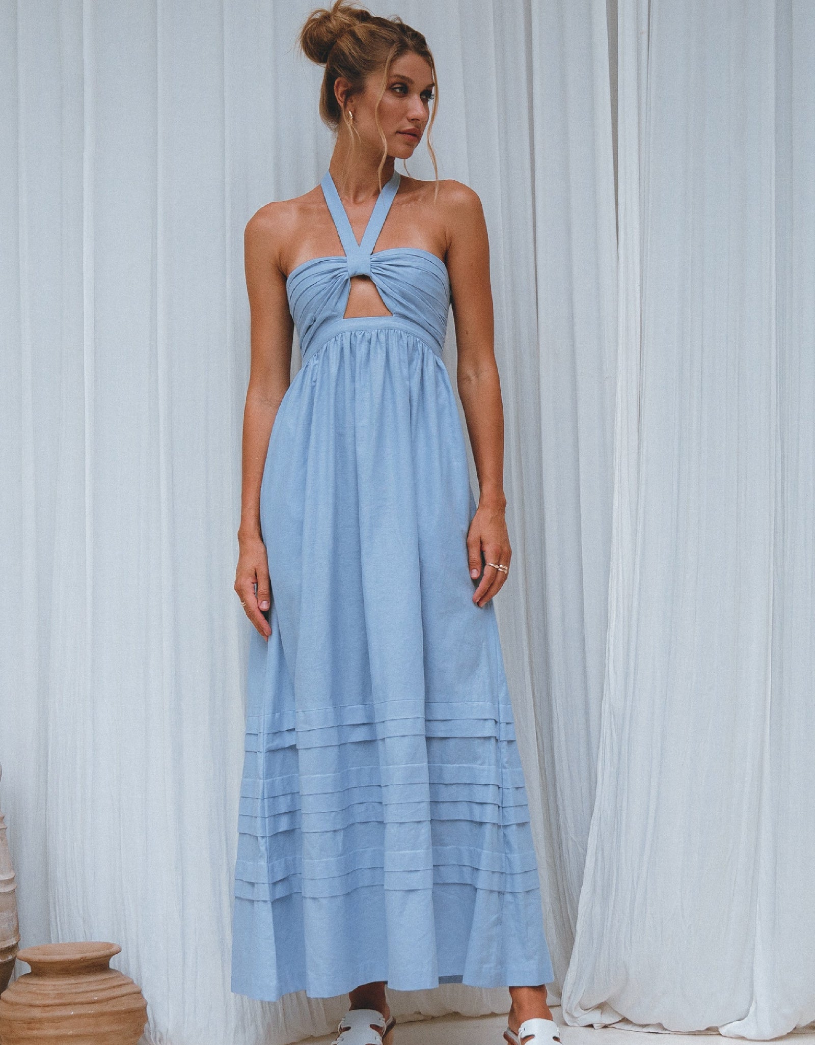 Penelope Halter Linen Maxi Dress by ELF