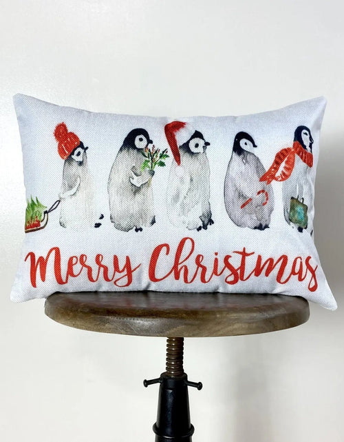 Load image into Gallery viewer, Penguin Merry Christmas | Home Decor | Throw Pillow | Room Decor | Home Decor | Bedroom Decor | Christmas Home Decor | Cute Home Decor by UniikPillows
