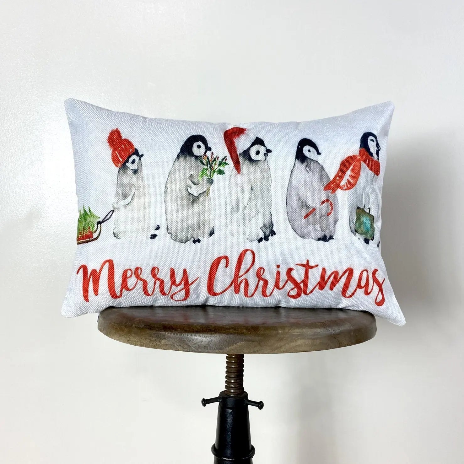Penguin Merry Christmas | Home Decor | Throw Pillow | Room Decor | Home Decor | Bedroom Decor | Christmas Home Decor | Cute Home Decor by UniikPillows