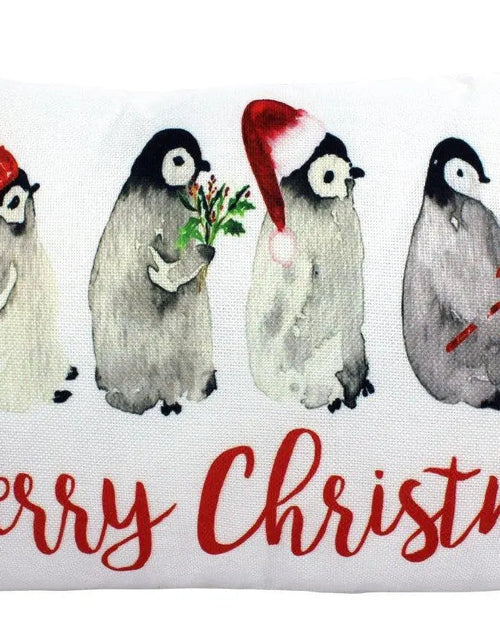 Load image into Gallery viewer, Penguin Merry Christmas | Home Decor | Throw Pillow | Room Decor | Home Decor | Bedroom Decor | Christmas Home Decor | Cute Home Decor by UniikPillows
