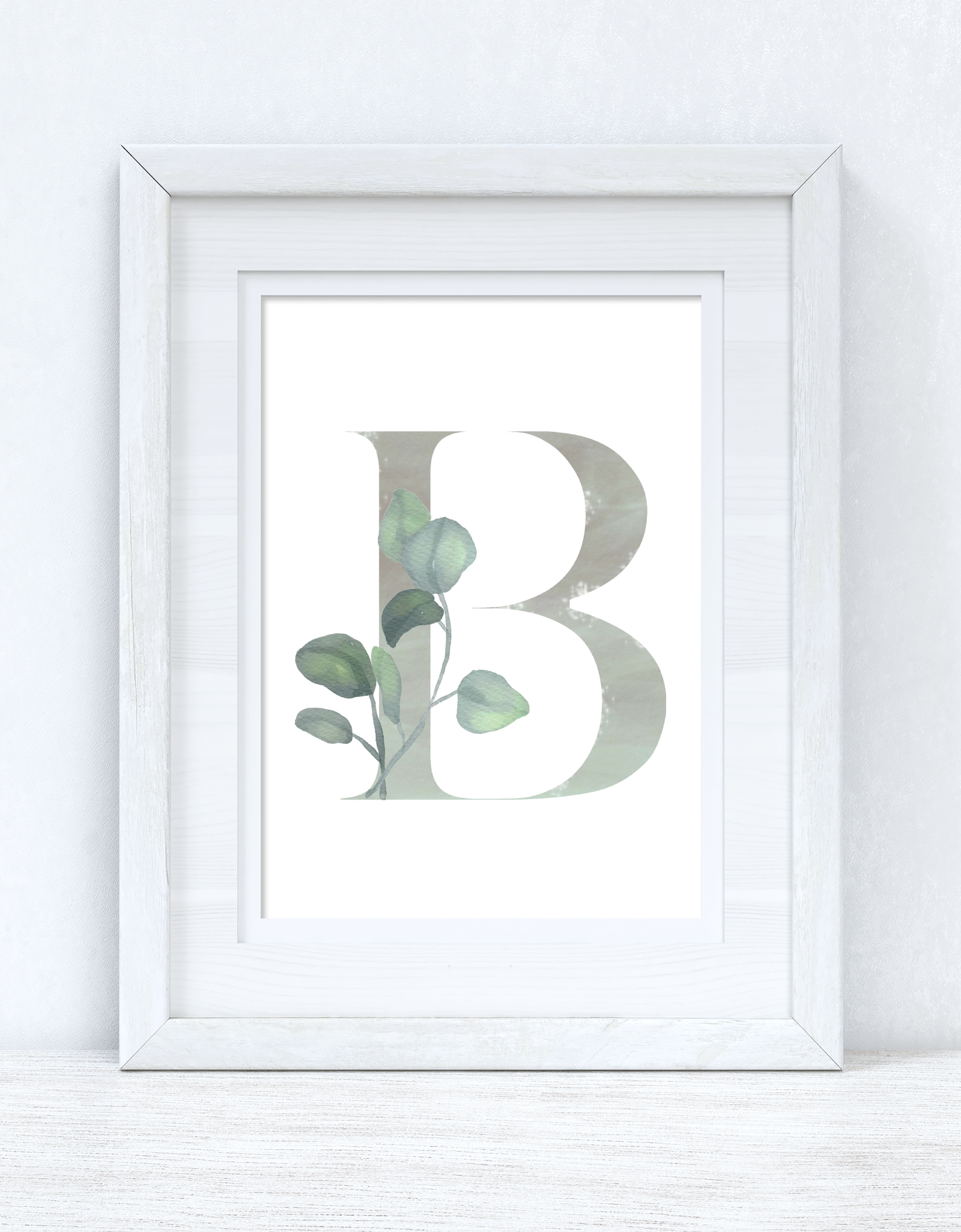 Personalised Grey Greenery Initial Spring Seasonal Wall Home Decor Print by WinsterCreations™ Official Store