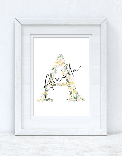 Load image into Gallery viewer, Personalised Spring Floral Initial &amp; Name Spring Seasonal Wall Home Decor Print by WinsterCreations™ Official Store
