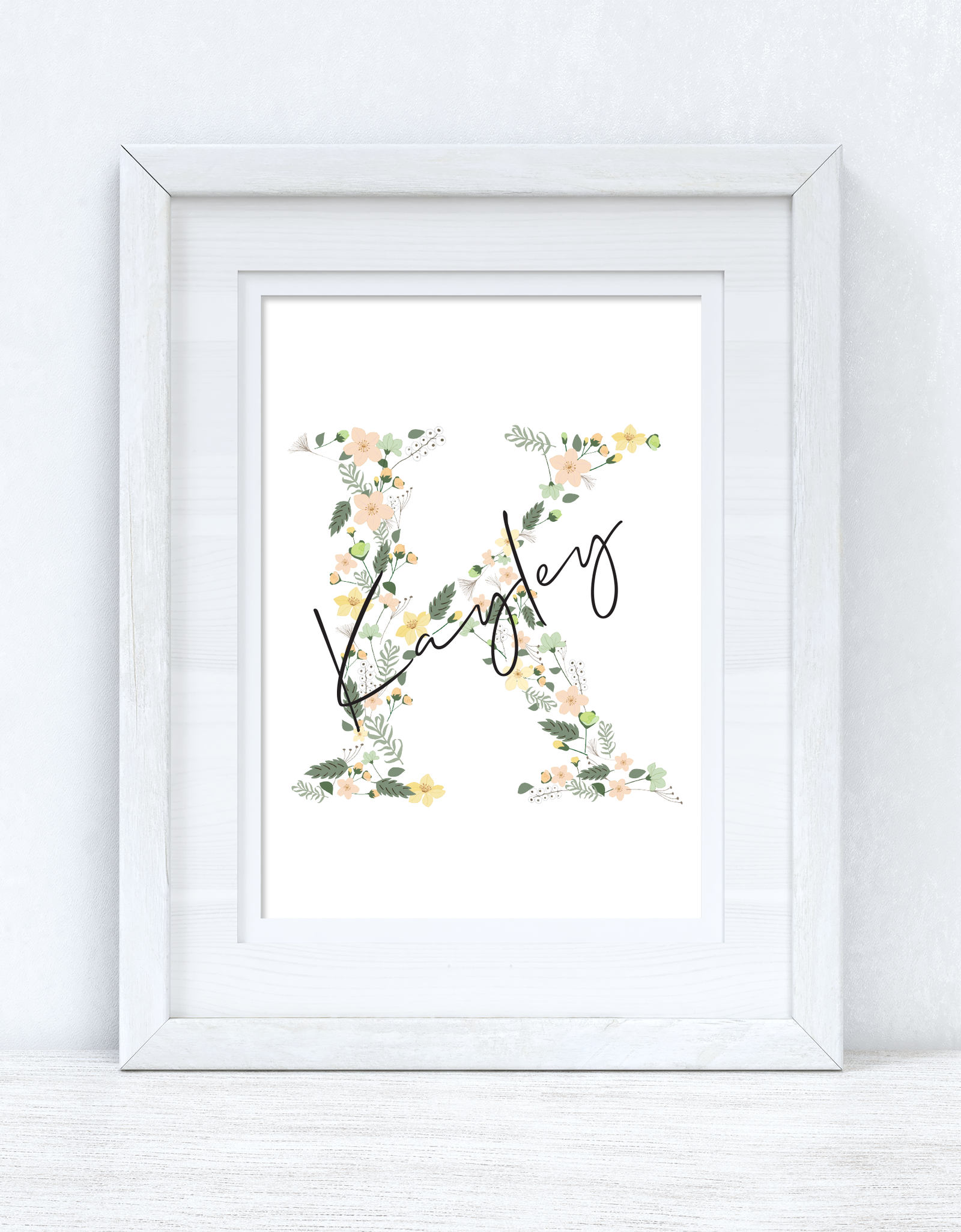 Personalised Spring Floral Initial & Name Spring Seasonal Wall Home Decor Print by WinsterCreations™ Official Store