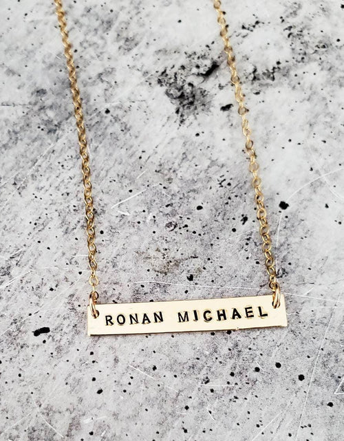 Load image into Gallery viewer, Personalized Name Bar Necklace by Salt and Sparkle

