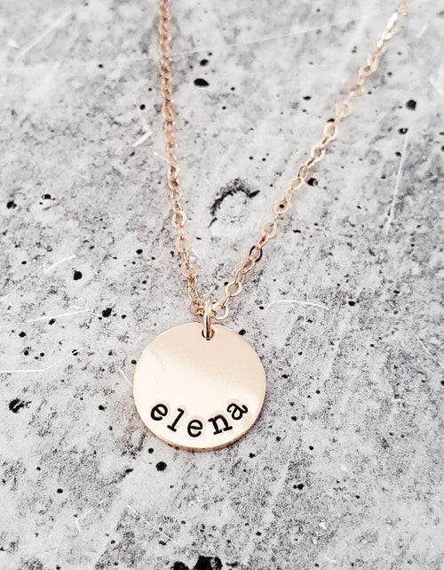 Load image into Gallery viewer, Personalized Name Disc Necklace by Salt and Sparkle
