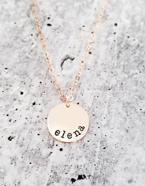 Load image into Gallery viewer, Personalized Name Disc Necklace by Salt and Sparkle
