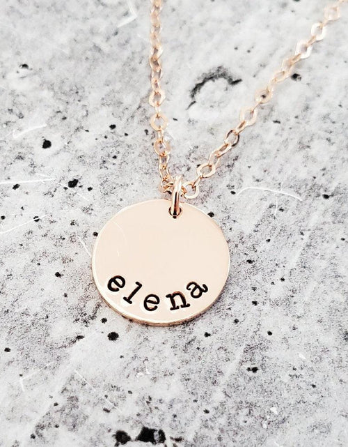 Load image into Gallery viewer, Personalized Name Disc Necklace by Salt and Sparkle
