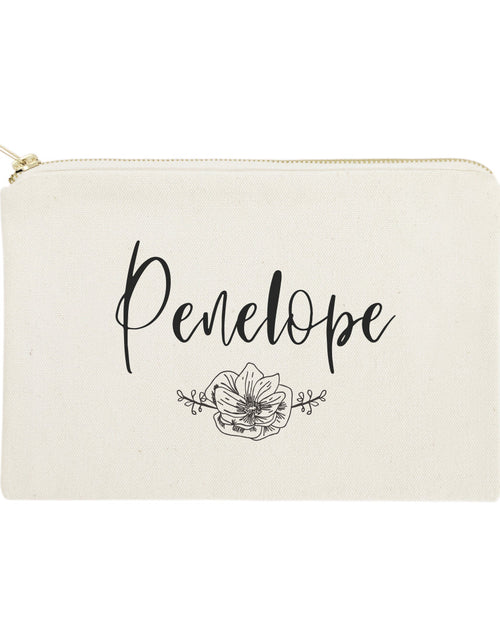 Load image into Gallery viewer, Personalized Name Modern Floral Cosmetic Bag and Travel Make Up Pouch by The Cotton &amp; Canvas Co.
