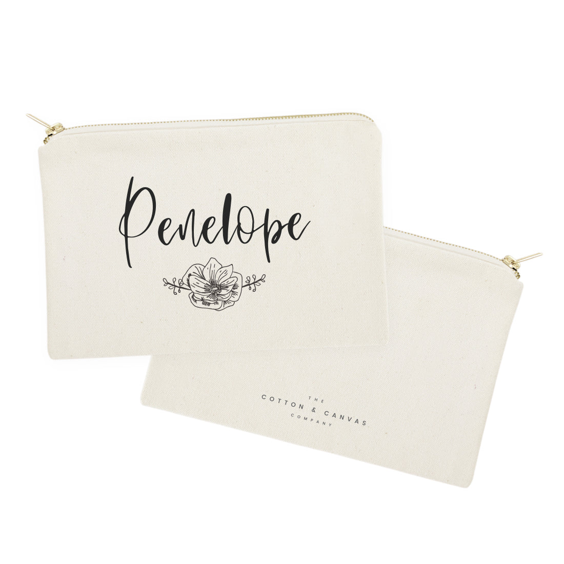 Personalized Name Modern Floral Cosmetic Bag and Travel Make Up Pouch by The Cotton & Canvas Co.