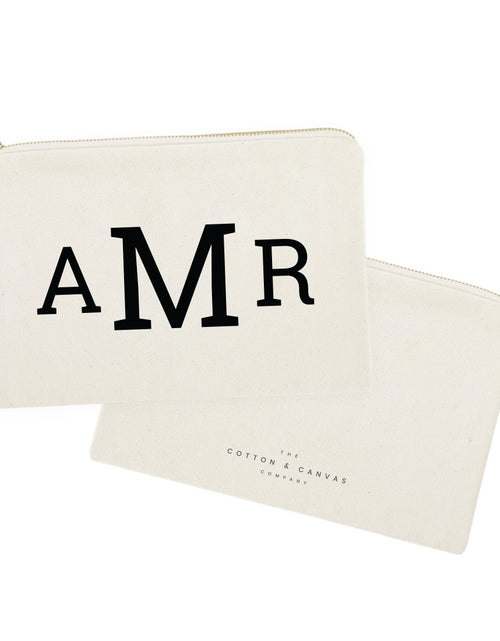 Load image into Gallery viewer, Personalized Triple Modern Monogram Cosmetic Bag and Travel Make Up Pouch by The Cotton &amp; Canvas Co.
