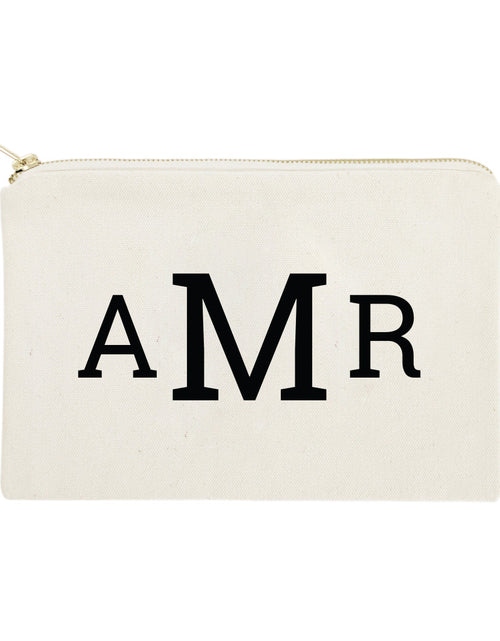 Load image into Gallery viewer, Personalized Triple Modern Monogram Cosmetic Bag and Travel Make Up Pouch by The Cotton &amp; Canvas Co.
