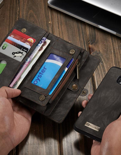 Load image into Gallery viewer, Luxury Leather Phone Wallet with Card Holders For Samsung Galaxy S7 Edge S8 S9 S10 Plus S10E note 8 9 10 Pro with Detachable Leather Magnet Case by Js House
