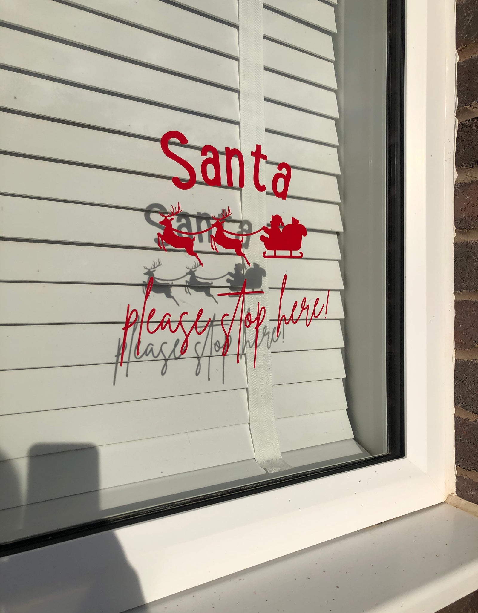 Santa Please Stop Here Sleigh With Reindeers Window Door Vinyl Christmas Sticker by WinsterCreations™ Official Store