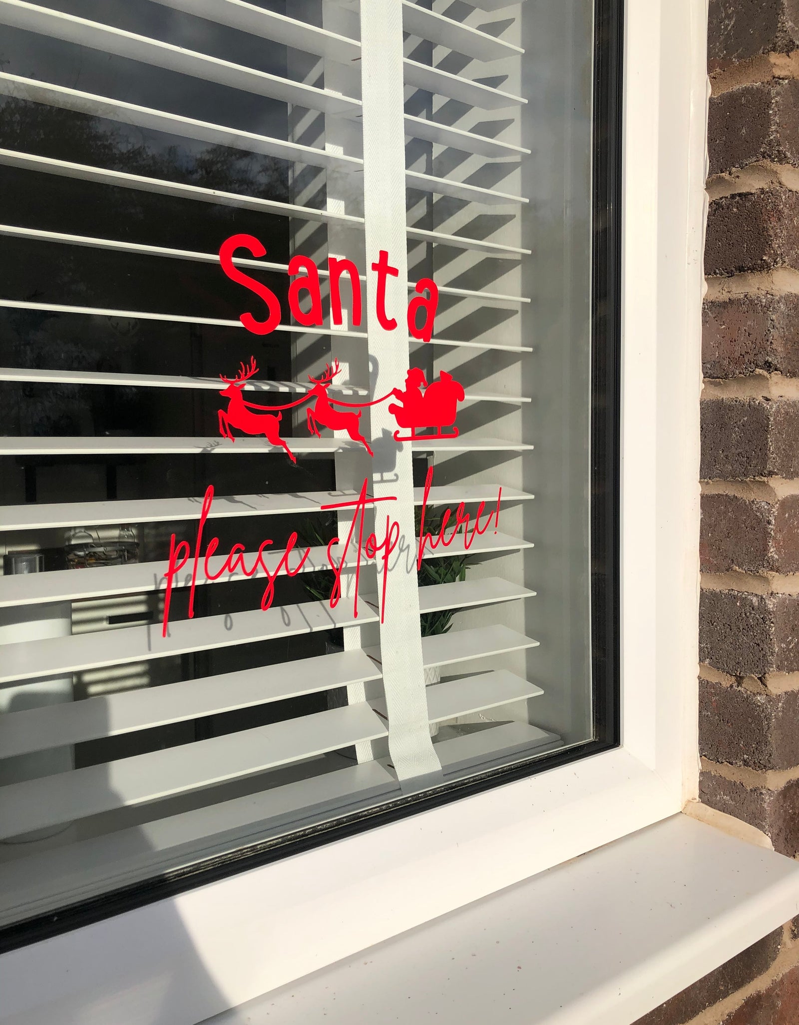 Santa Please Stop Here Sleigh With Reindeers Window Door Vinyl Christmas Sticker by WinsterCreations™ Official Store
