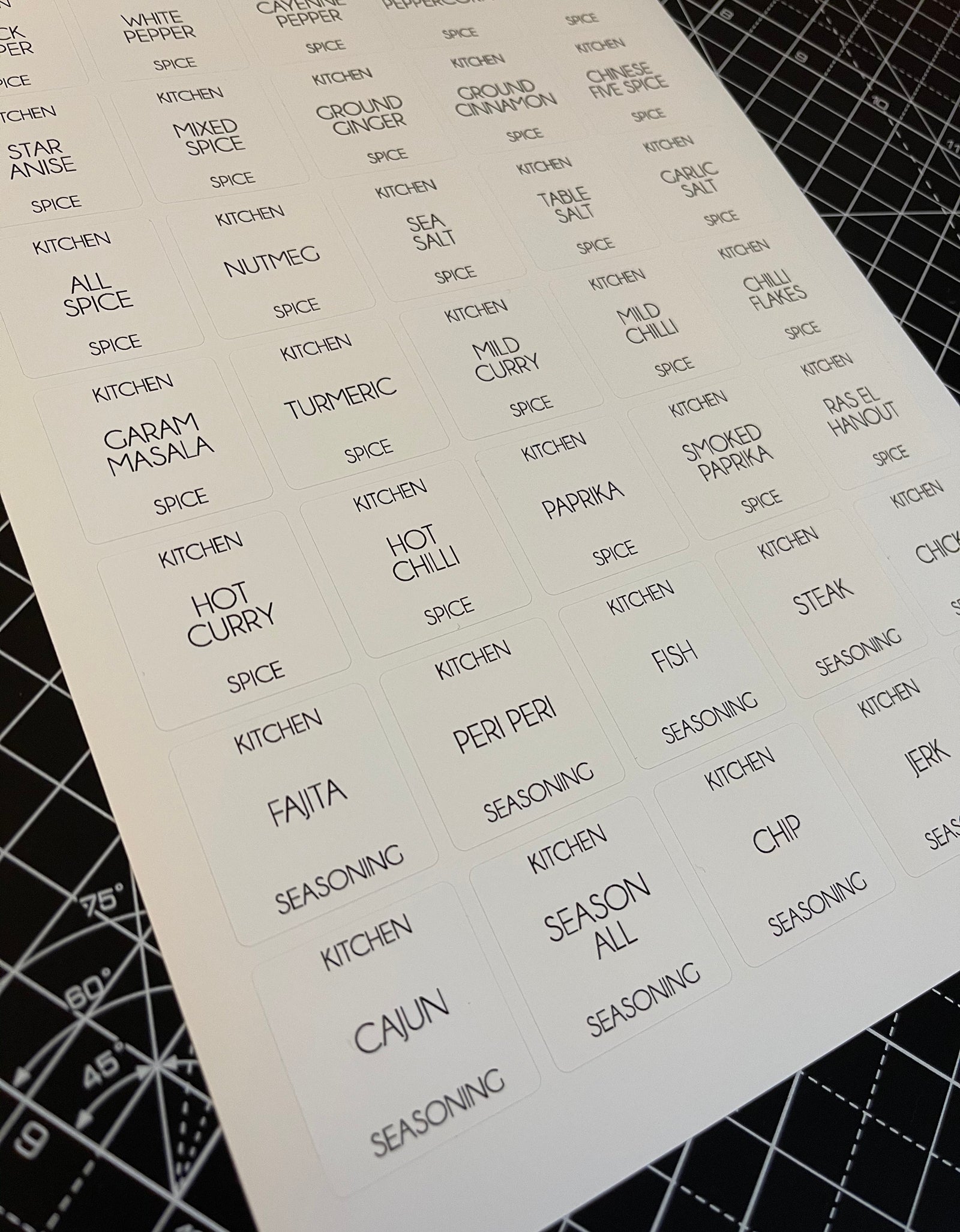 Kitchen Spices & Seasonings Waterproof White Sticker Bundle Fine Font - 3.5cm x 3.5cm / 35 Labels by WinsterCreations™ Official Store