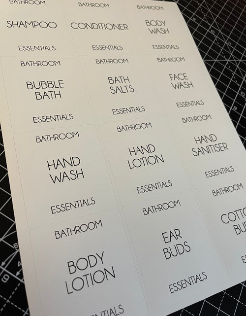 Load image into Gallery viewer, Bathroom Waterproof White Sticker Bundle Fine Font - 6.35cm x 7.2cm / 12 Labels by WinsterCreations™ Official Store
