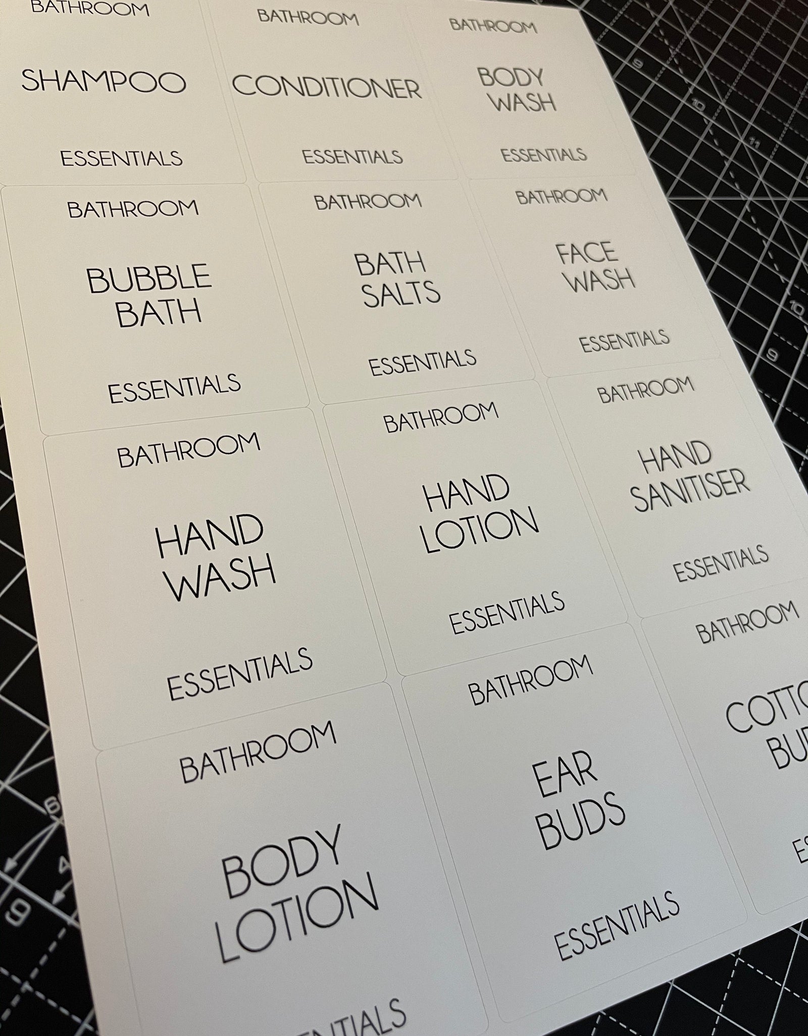 Bathroom Waterproof White Sticker Bundle Fine Font - 6.35cm x 7.2cm / 12 Labels by WinsterCreations™ Official Store