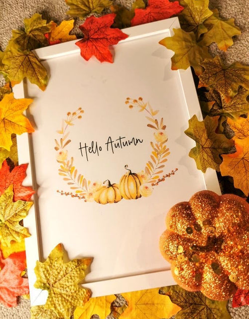 Load image into Gallery viewer, Hello Autumn Pumpkin Wreath Autumn Seasonal Wall Home Decor Print by WinsterCreations™ Official Store
