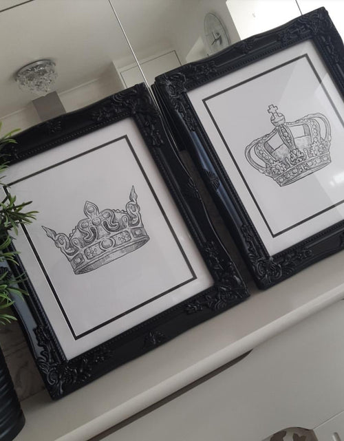 Load image into Gallery viewer, King &amp; Queen Crown Couple Black Set Of 2 Bedroom Prints by WinsterCreations™ Official Store
