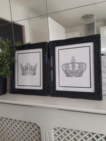 Load image into Gallery viewer, King &amp; Queen Crown Couple Black Set Of 2 Bedroom Prints by WinsterCreations™ Official Store

