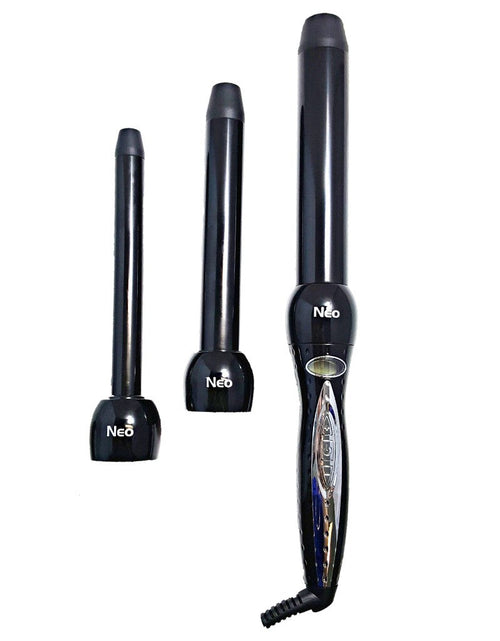 Load image into Gallery viewer, Twister 3-in-1 Digital Pro Interchangeable Ceramic Curling Wand Set - Black
