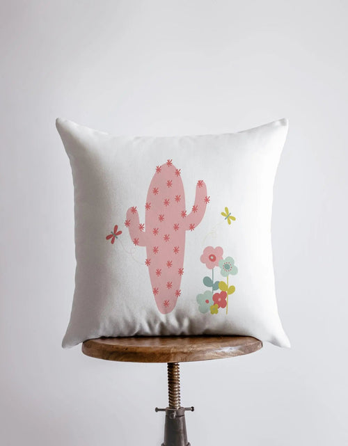 Load image into Gallery viewer, Pink Cactus | Pillow Cover | Good Vibes Only | Cactus Pillow | Positive Vibes | South Western | Succulent Pillow | Cactus Pillow Case by UniikPillows
