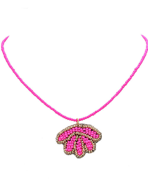 Load image into Gallery viewer, Felt Back Seed Beaded Shell Pendant Necklace by Madeline Love
