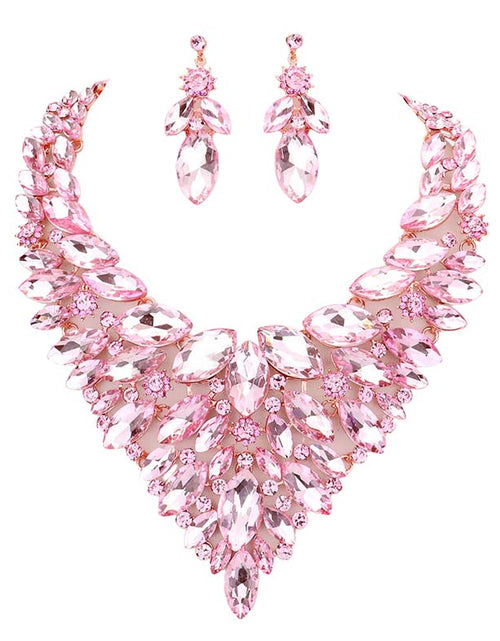 Load image into Gallery viewer, Marquise Stone Cluster Statement Evening Necklace by Madeline Love

