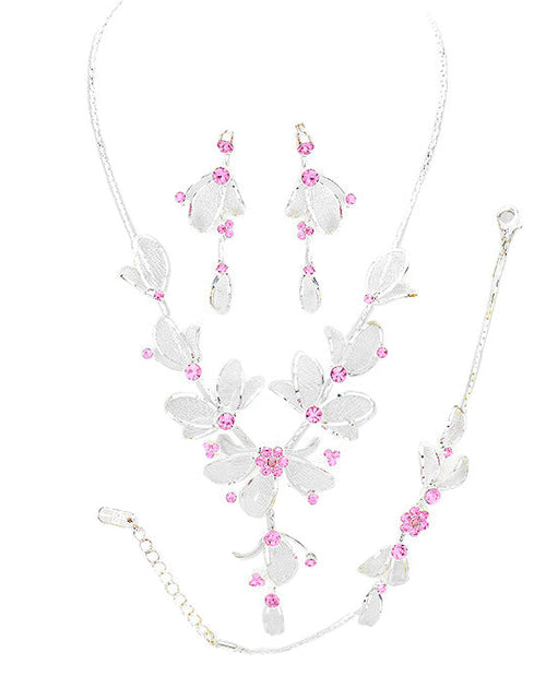 Load image into Gallery viewer, Stone Accented Metal Mesh Petal Jewelry Set by Madeline Love
