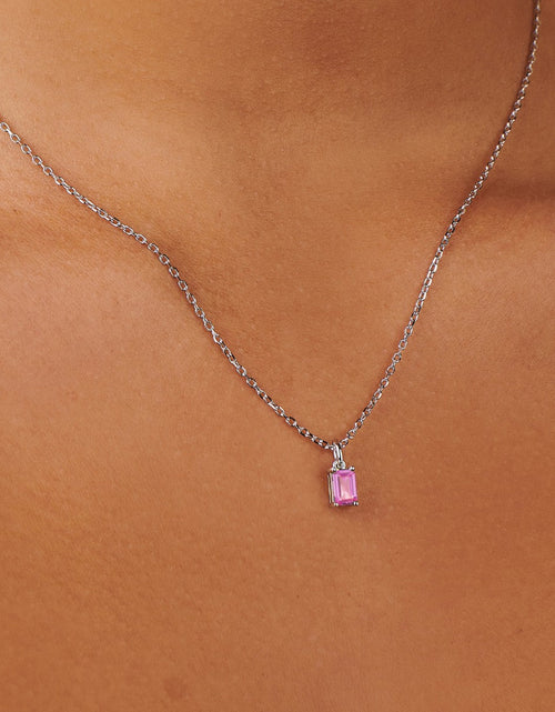 Load image into Gallery viewer, Birthstone Pink Tourmaline Silver Necklace - October by Little Sky Stone
