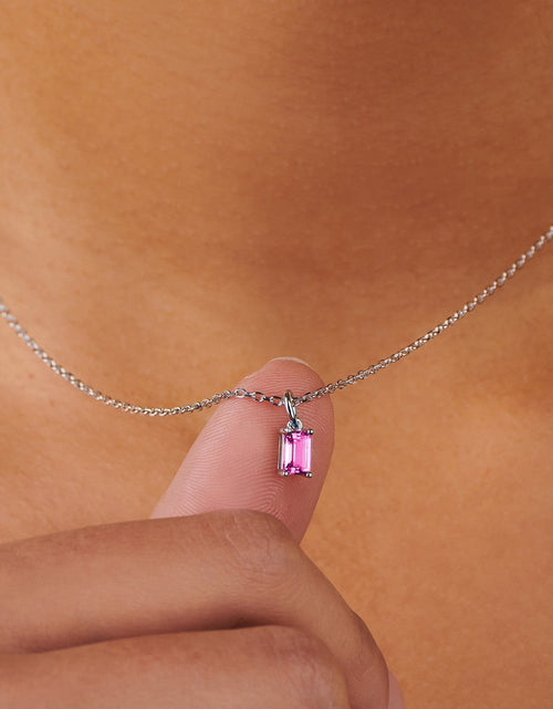 Load image into Gallery viewer, Birthstone Pink Tourmaline Silver Necklace - October by Little Sky Stone
