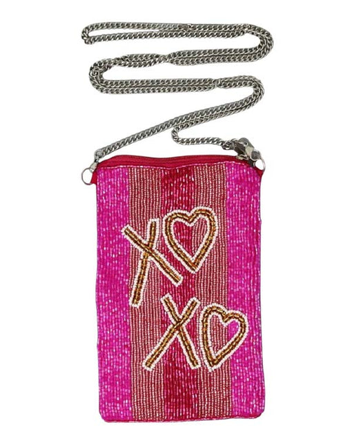 Load image into Gallery viewer, Xoxo Seed Beaded Phone Purse by Madeline Love
