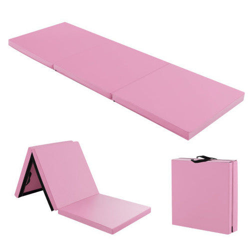 Load image into Gallery viewer, 6 x 2 FT Tri-Fold Gym Mat with Handles and Removable Zippered Cover-Pink
