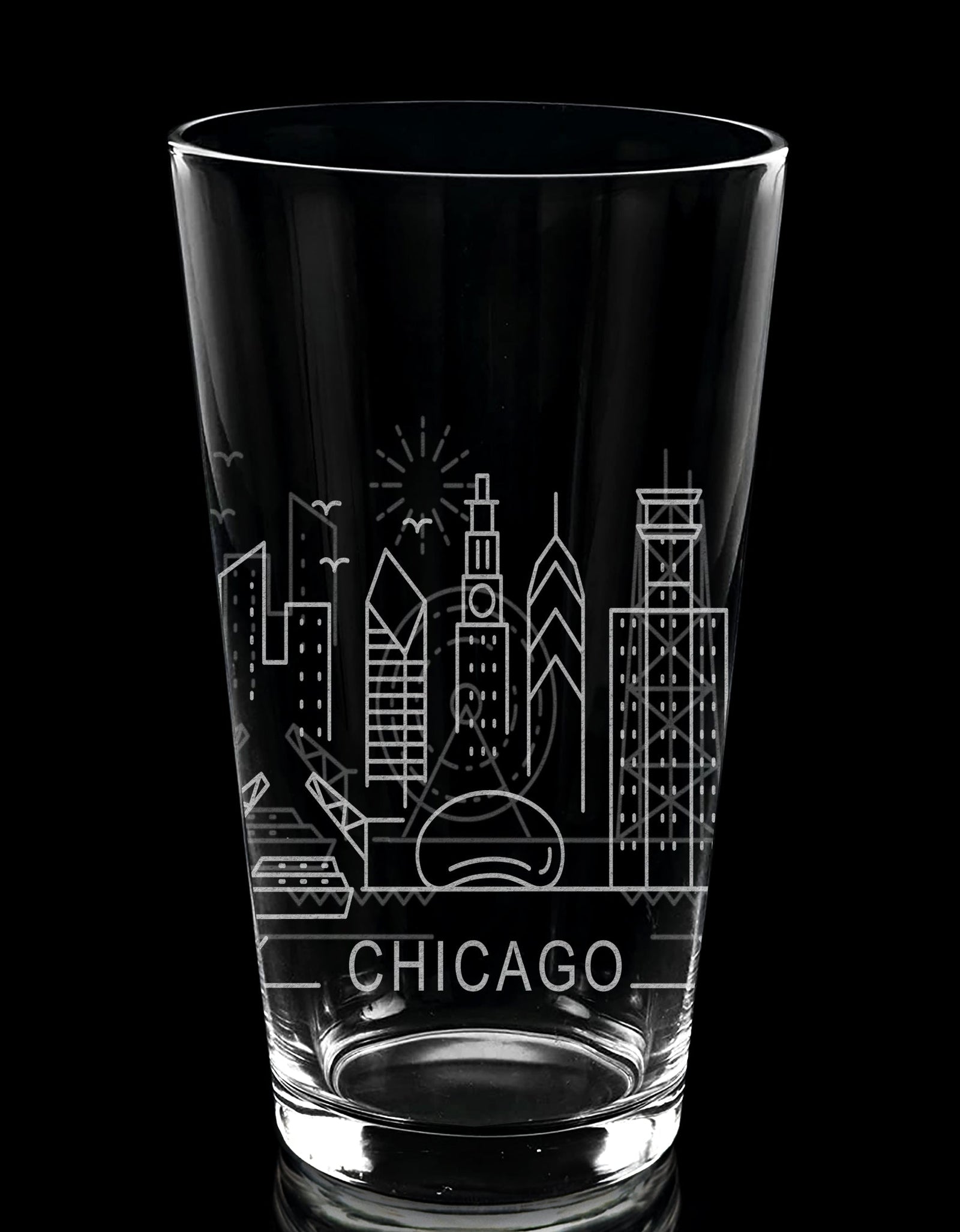 CITY SKYLINES Pint Glasses by LumEngrave